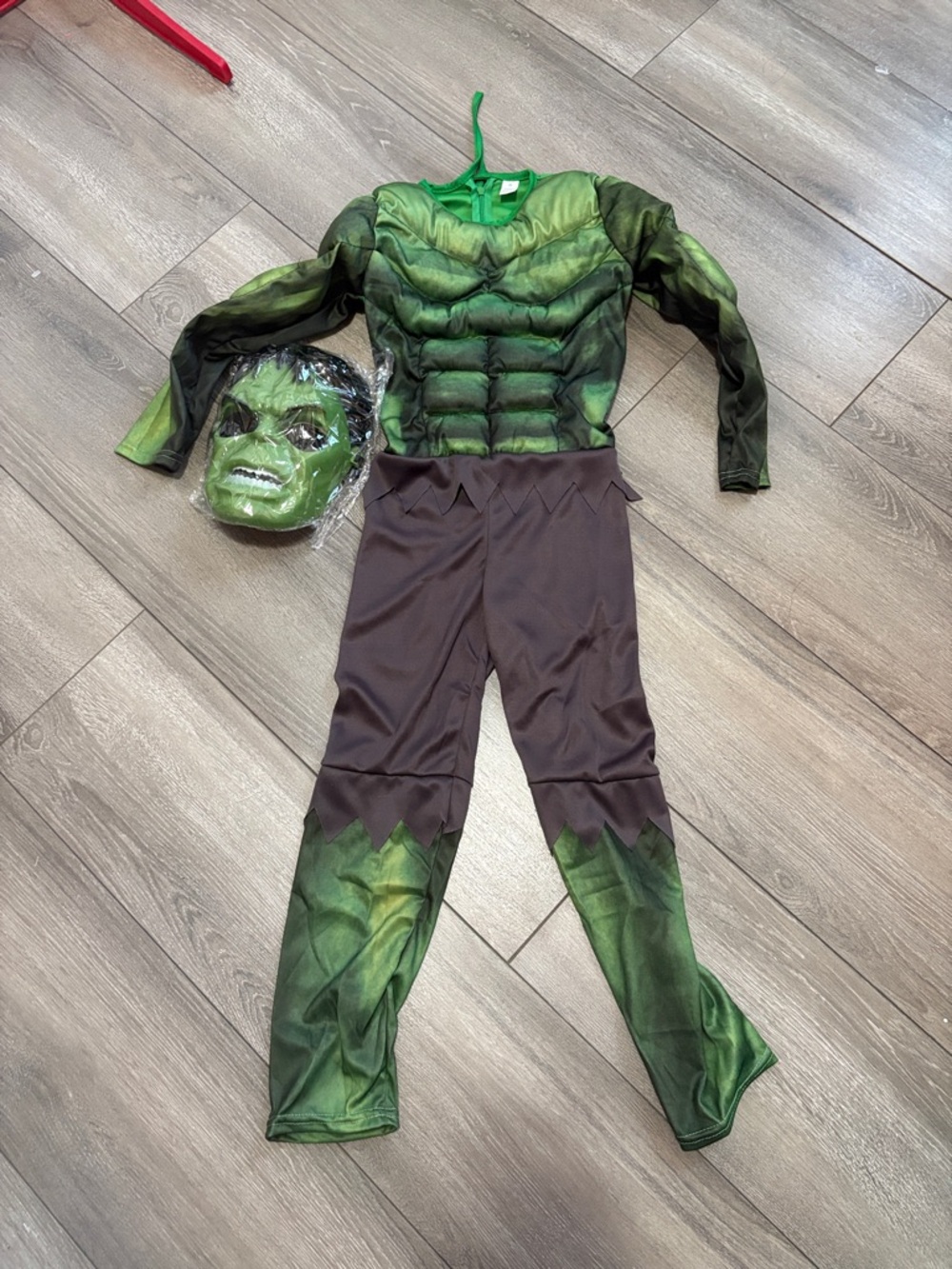 Kids Muscle Green Superhero Costume with Mask